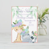 ジャングル動物のベビーシャワー招待状、シャワーテンプレート シーズンカード (スタンド正面)