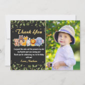 ジャングル動物の友達動物園パーティー誕生日写真 サンキューカード (正面)