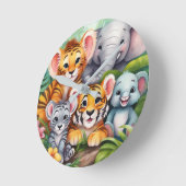 ジャングル動物の壁時計子供へ ラウンド壁時計 (傾斜)