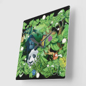 ジャングル動物の壁時計 スクエア壁時計 (傾斜)