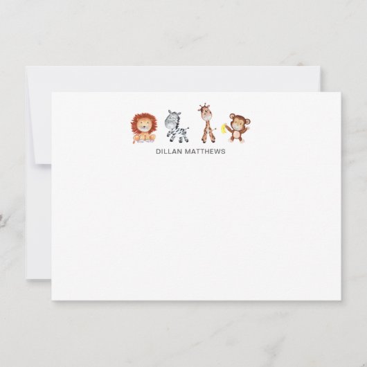 ジャングル動物の子供のメッセージカード ノートカード (正面)