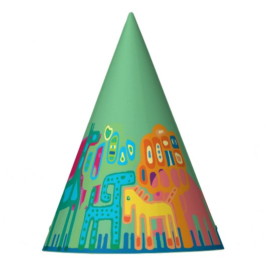 ジャングル動物の子供の誕生日パーティーハット パーティーハット (正面)