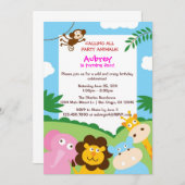 ジャングル動物の招待状 招待状 (正面/裏面)