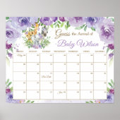 ジャングル動物の推測ベビーの期日ゲームサイン ポスター (正面)