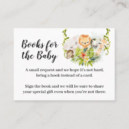 ジャングル動物の本を持って来る赤ちゃんシャワー挿入カード プレイスカード