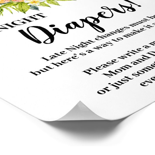 ジャングル動物の深夜おむつ赤ちゃんシャワーのサイン ポスター (角)