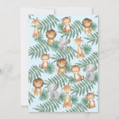 ジャングル動物の男の子の赤ちゃんシャワーでドライブ 招待状 (裏面)