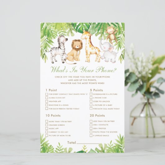 ジャングル動物の緑あなたの電話ゲームの中に何がある (スタンド正面)