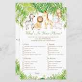 ジャングル動物の緑あなたの電話ゲームの中に何がある (正面/裏面)