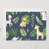 ジャングル動物の緑のサファリ第2の誕生日の写真 招待状 (裏面)