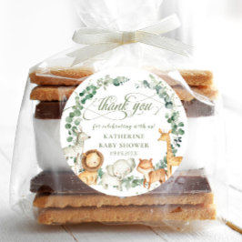 ジャングル動物の緑の中性の赤ちゃんシャワーの好意 ラウンドシール