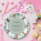 ジャングル動物の緑の中性の赤ちゃんシャワー ペーパープレート (パーティー)