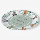 ジャングル動物の緑の中性の赤ちゃんシャワー ペーパープレート (アングル)