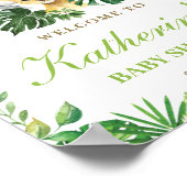 ジャングル動物の緑の男の子の赤ちゃんシャワーへようこそ ポスター (角)