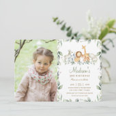 ジャングル動物の緑の誕生日男の子の写真 招待状 (スタンド正面)