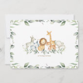 ジャングル動物の緑の誕生日男の子の写真 招待状 (裏面)