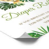 ジャングル動物の緑の赤ちゃんシャワーおむつラッフル ポスター (角)