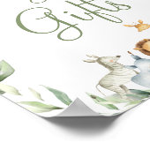 ジャングル動物の緑の赤ちゃんシャワーカードギフト ポスター (角)