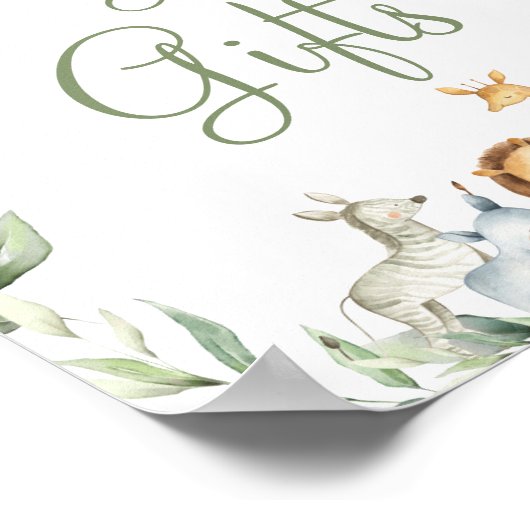 ジャングル動物の緑の赤ちゃんシャワーカードギフト ポスター