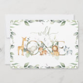 ジャングル動物の緑1st誕生日の男の子の子の写真 招待状 (裏面)