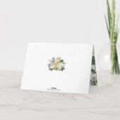 ジャングル動物の緑1st誕生日ベビーシャワー サンキューカード (裏面)