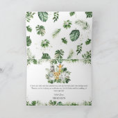 ジャングル動物の緑1st誕生日ベビーシャワー サンキューカード (内部)