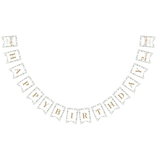 ジャングル動物の緑2つの野生の2番目の誕生日 バンティングフラッグ (全)