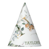 ジャングル動物の緑2nd誕生日の男の子の子 パーティーハット (左)