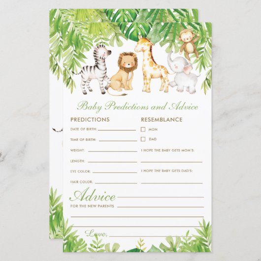 ジャングル動物の葉の多いベビーの予測とアドバイス (正面/裏面)