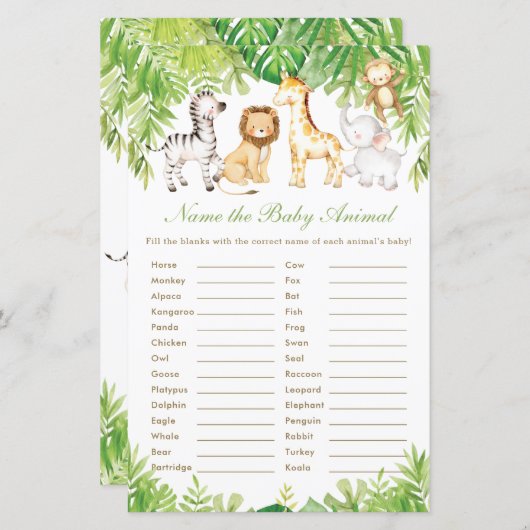 ジャングル動物の葉の多いベビーの予測とアドバイス (正面/裏面)