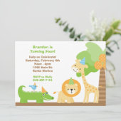 ジャングル動物の誕生日のパーティの招待状 招待状 (スタンド正面)
