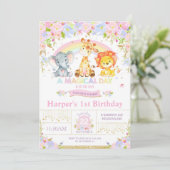 ジャングル動物の誕生日パーティーに招待娘 招待状 (スタンド正面)