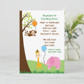 ジャングル動物の誕生日パーティーの招待 招待状 (スタンド正面)