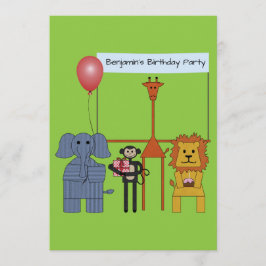 ジャングル動物の誕生日パーティーへの招待 –  |いいえ。1| 招待状