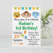ジャングル動物の誕生日招待状 招待状 (スタンド正面)