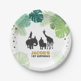 ジャングル動物の誕生日紙プレートサファリ動物園 ペーパープレート