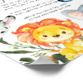 ジャングル動物の赤ちゃんシャワーはベビーのサインを言わない ポスター (角)