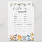 ジャングル動物の赤ちゃんシャワー単語スクランブルゲーム (正面/裏面)