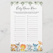 ジャングル動物の赤ちゃんシャワー名レースゲーム (正面)