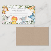 ジャングル動物の赤ちゃんシャワー推測カードの数 エンクロージャーカード (正面/裏面)