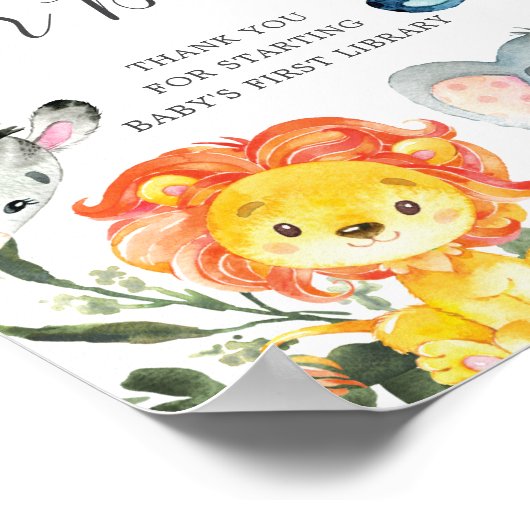 ジャングル動物の赤ちゃんシャワー本ベビー標識用 ポスター (角)