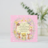 ジャングル動物の赤ちゃんシャワー男の子または女の子。 シーズンカード (スタンド正面)