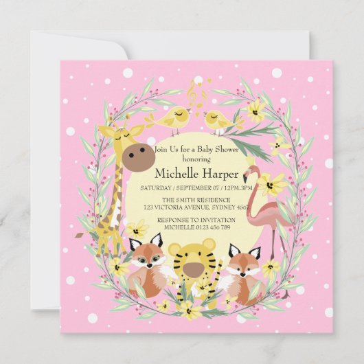 ジャングル動物の赤ちゃんシャワー男の子または女の子。 シーズンカード (正面)