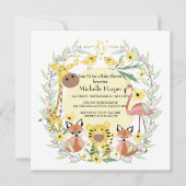 ジャングル動物の赤ちゃんシャワー男の子または女の子。 シーズンカード (正面)