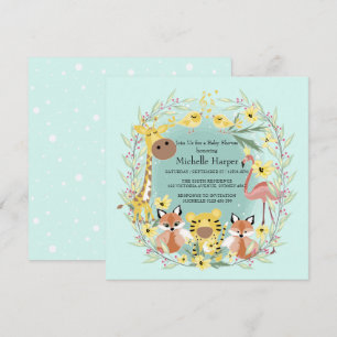ジャングル動物の赤ちゃんシャワー男の子または女の子。 シーズンカード