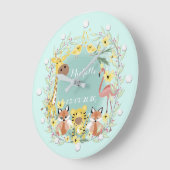 ジャングル動物の赤ちゃんシャワー男の子または女の子。 ラージ壁時計 (傾斜)