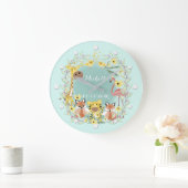 ジャングル動物の赤ちゃんシャワー男の子または女の子。 ラージ壁時計 (ホーム)