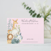 ジャングル動物の赤ちゃんシャワー知恵カードの単語 招待状 (スタンド正面)