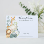 ジャングル動物の赤ちゃんシャワー知恵カードの単語 招待状 (スタンド正面)