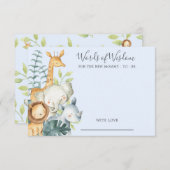 ジャングル動物の赤ちゃんシャワー知恵カードの単語 招待状 (正面/裏面)